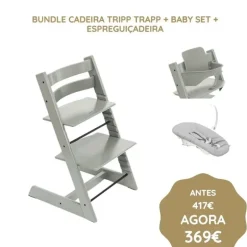Stokke Bundle Cadeira Tripp Trapp + Baby Set + Espreguiçadeira - Storm Grey