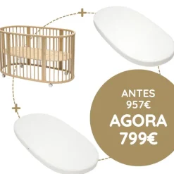 Stokke Sleepi Berço + Colchão + Lençol - Natural