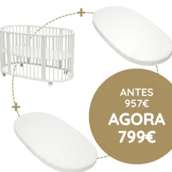 Stokke Sleepi Berço + Colchão + Lençol - White