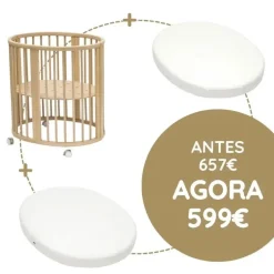 Stokke Sleepi Mini Berço + Colchão + Lençol - Natural