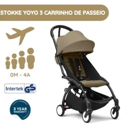 Stokke YOYO 3 Carrinho de Bebé - Black + Color Pack - Toffee