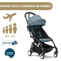 Stokke YOYO 3 Carrinho de Bebé - Black + Color Pack - Aqua