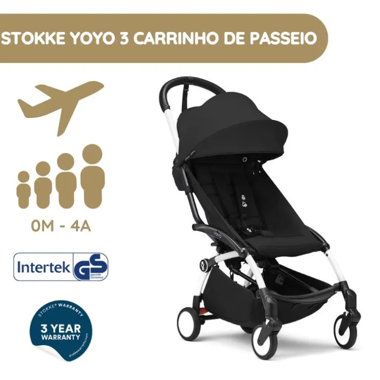 Stokke YOYO 3 Carrinho de Bebé - White + Color Pack - Black