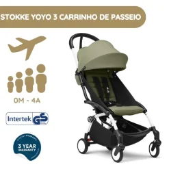 Stokke YOYO 3 Carrinho de Bebé - White + Color Pack - Olive