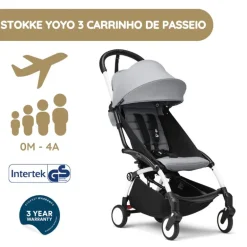 Stokke YOYO 3 Carrinho de Bebé - White + Color Pack - Stone