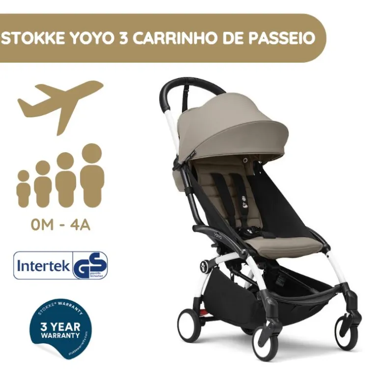 Stokke YOYO 3 Carrinho de Bebé - White + Color Pack - Taupe