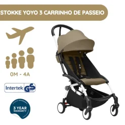 Stokke YOYO 3 Carrinho de Bebé - White + Color Pack - Toffee