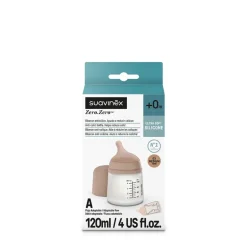 Suavinex Biberão Anticólicas Zero.Zero 120 ml - Fluxo Adaptável - Tom Médio