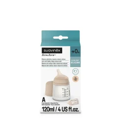 Suavinex Biberão Anticólicas Zero.Zero 120 ml - Fluxo Adaptável - Tom Claro