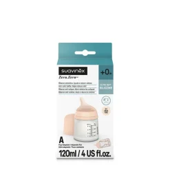 Suavinex Biberão Anticólicas Zero.Zero 120 ml - Fluxo Adaptável - Tom Muito Claro