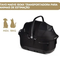 Tavo Maeve ISO6X Transportadora para Animais de Estimação com Isofix para Automóvel e Passeio - Onyx