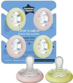 Tommee Tippee 4 Chupetas Forma de Peito 0-6 - Night Time Menina