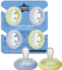 Tommee Tippee 4 Chupetas Forma de Peito 6-18 - Night Time Menino