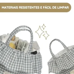 Walking Mum Cesto Organizador Redondo Praliné Vichy - Matcha