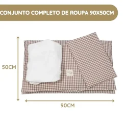 Walking Mum Conjunto de Cama 90x50 cm Praliné Vichy/Rayas TOG 2,5 - Moka
