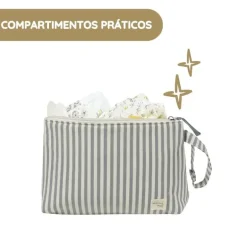 Walking Mum Necessaire Praliné Rayas - Matcha