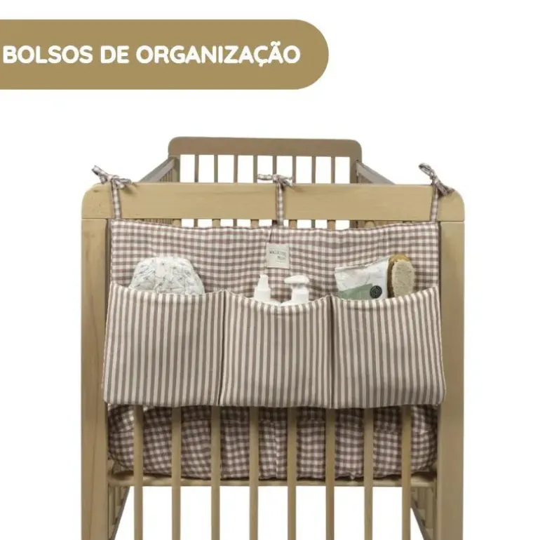 Walking Mum Organizador de Berço Praliné Vichy/Rayas - Moka