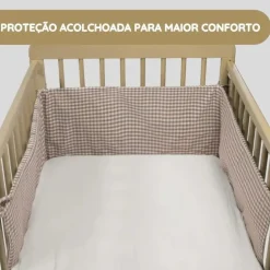 Walking Mum Protetor de Berço 120x60 cm Praliné Vichy/Rayas - Moka