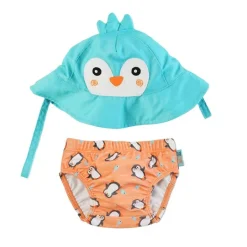 ZooCchini - Conjunto de Banho Chapéu e Cueca 6-12 meses - Pinguim