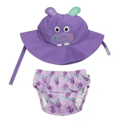 ZooCchini - Conjunto de Banho Chapéu e Cueca 3-6 meses - Hipopótamo